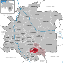 Tidigare läge för kommunen Woltershausen i Landkreis Hildesheim