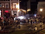 Zezensuzko (brau de foc) a les festes del Salvador a Getaria.Getariako Zezensuzkoa Salbatore jaietan.