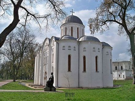The Transfiguration Cathedral in Chernihiv dates to 1030 (left), whilst the nearby Cathedral of Boris and Gleb to 1123 (right).
