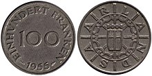 100 Saar-Franken von 1955