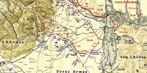 Mapa sytuacji bojowej na austro-węgierskiej mapie Rimnicul-Sarat-Viziru