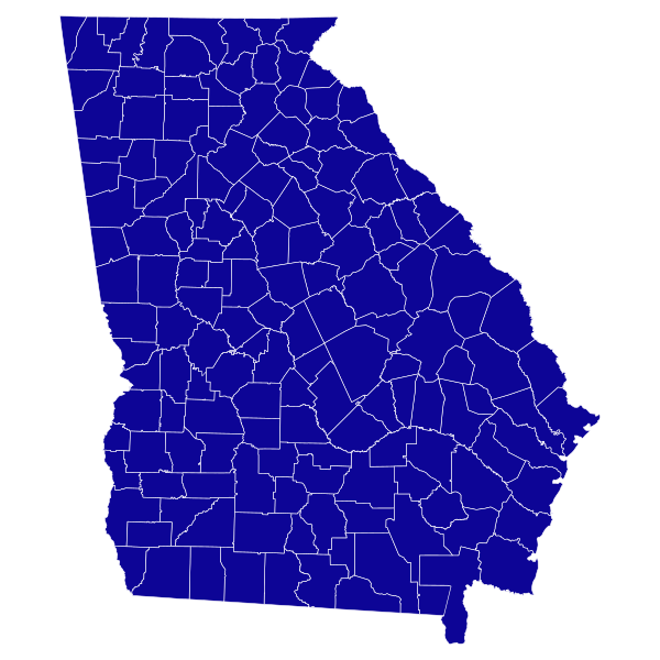 File:1960 United States Senate Election in Georgia Results Map by County.svg