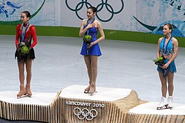 Podium van de vrouwenwedstrijd.