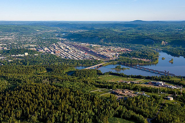 An aerial view of Prince George