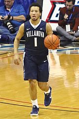 Villanova's Jalen Brunson was consensus National Player of the Year and led the Wildcats to a national championship in 2018. 20170213 Villanova-Depaul Jalen Brunson bringing the ball upcourt.jpg