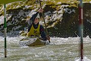 Deutsch: Nele Gosse (LKC Leipzig) beim Wildwasser Kanuslalom Lofer (Rennen 2016). English: Nele Gosse (LKC Leipzig) during whitewater slalom Lofer / Austria (race 2016).