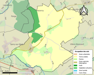 Carte des infrastructures et de l'occupation des sols de la commune en 2018 (CLC).