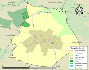 Barevná mapa znázorňující využití půdy.