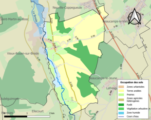 Kolorowa mapa przedstawiająca użytkowanie gruntów.