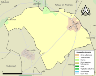 Barevná mapa znázorňující využití půdy.