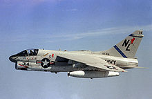 A-7E of VA-22 stationed aboard USS Kitty Hawk in 1981 A7E VA22 CV63.JPEG