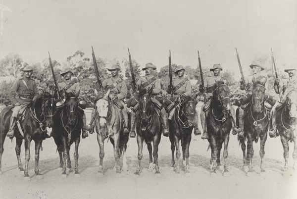 South Australian Mounted Rifles training in Adelaide, prior to deployment to South Africa, circa 1900