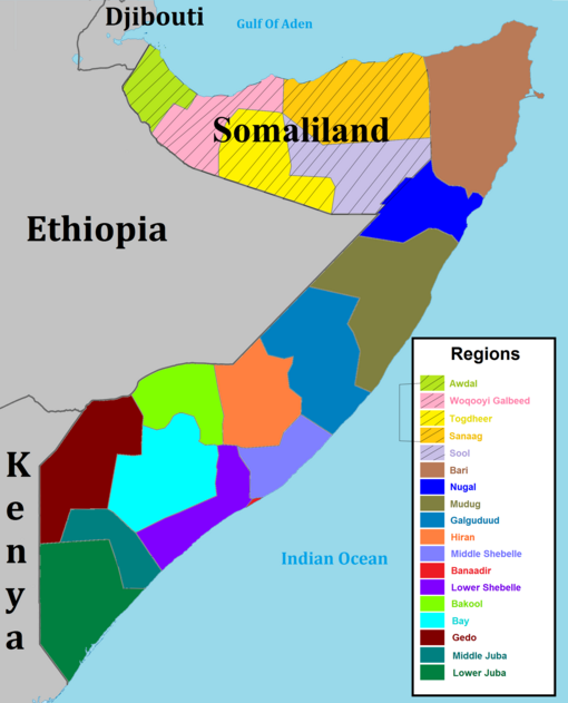 A map of Somalia's regions. A map of Somalia regions.png