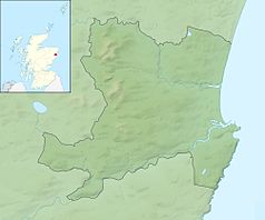 Mapa konturowa Aberdeen, po prawej znajduje się punkt z opisem „Aberdeen (stacja kolejowa)”