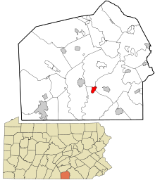 Adams County Pennsylvania sisälsi ja rekisteröimättömät alueet Lake Heritage highlighted.svg