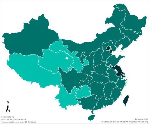 File:Administrative divisions of China by HDI (2019).svg