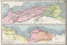 Map showing the provincial division of Roman North Africa: Mauretania, Numidia and Africa Africaseptentrionalis-sb.jpg