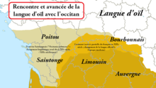 Espace nord-ouest de l'ancien occitan au Moyen Âge. L'arrivée du français se fait de manière très précoce dans les actes médiévaux notamment du Bourbonnais.