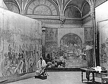 Alfons Mucha at work on Slav Epic.jpg