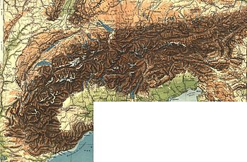 Mapa topográfico de los Alpes de 1907.