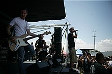 Amber Pacific at Warped Tour, July 12, 2007 (from left to right: Greg Strong, Will Nutter, Matt Young)