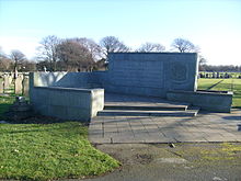 Memorial to the around 4,000 victims of the Liverpool Blitz, Anfield Cemetery, designed by Ronald Bradbury carved by H. Tyson Smith (1952) Anfield Cemetery Feb 11 2010 (15).jpg