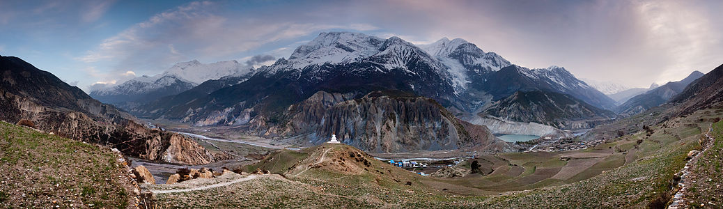 Annapurna Massif Panorama near Manang village, Nepal