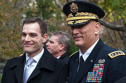 Odierno (right) with son Anthony K. Odierno during the opening ceremony of the Veterans Day Parade in New York 2013