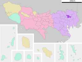 Situering van Arakawa in de prefectuur Tokio