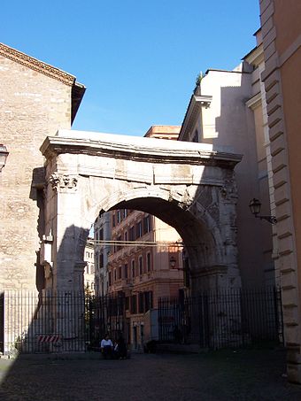 The Porta Esquilina was originally a gateway in the Servian Wall. In the later Roman Empire, it became known as the arch of Gallienus and was the starting point of the via Labicana and via Tiburtina.