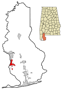 Baldwin County Alabama Incorporated and Unincorporated areas Fairhope Highlighted.svg