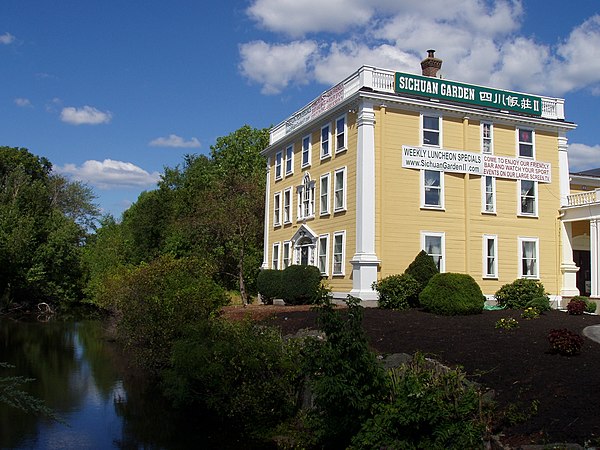 Baldwin House, Woburn, Massachusetts, with a stretch of the Middlesex Canal in foreground