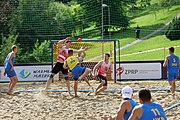 Deutsch: Beachhandball Europameisterschaften 2019 (Beach handball Euro); Tag 1: 2. Juli 2019 – Männer, Vorrunde Gruppe C, Schweiz-Ukraine 2:1 (22:23, 17:14, 9:6) English: Beach handball Euro; Day 1: 2 July 2019 – Men Preliminary Round Group C – Switzerland-Ukraine 2:1 (22:23, 17:14, 9:6)