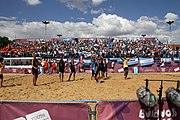 Deutsch: Beachhandball bei den Olympischen Jugendspielen 2018; Tag 7, 13. Oktober 2018; Jungen, Spiel um Platz Drei– Argentinien-Kroatien 2:0 English: Beach handball at the 2018 Summer Youth Olympics at 13 October 2018 – Boys Bronze Medal Match – Argentina-Croatia 2:0