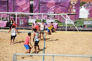 Deutsch: Beachhandball bei den Olympischen Jugendspielen 2018; Tag 3, 9. Oktober 2018; Jungs, Vorrunde, Gruppe A - Ungarn-Thailand 2:1 English: Beach handball at the 2018 Summer Youth Olympics at 9 October 2018 – Girls Preliminary Round Group A‎ – Hungary-Thailand 2:1