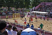 Deutsch: Beachhandball bei den Olympischen Jugendspielen 2018; Tag 4, 10. Oktober 2018; Jungs, Vorrunde, Gruppe B - Italien-Argentinien 1:2 English: Beach handball at the 2018 Summer Youth Olympics at 10 October 2018 – Boys Preliminary Round Group B‎ – Italy-Argentina 1:2