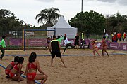 Deutsch: Beachhandball bei den Olympischen Jugendspielen 2018; Tag 5, 10. November 2018; Mädchen, Platzierungsrunde - Mauritius-Venezuela 0:2 English: Beach handball at the 2018 Summer Youth Olympics at 11 October 2018 – Girls Consolation Round – Mauritius-Venezuela 0:2