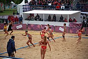 Deutsch: Beachhandball bei den Olympischen Jugendspielen 2018; Tag 5, 10. November 2018; Mädchen, Hauptrunde - Kroatien-Argentinien 1:2 English: Beach handball at the 2018 Summer Youth Olympics at 11 October 2018 – Girls Main Round – Croatia-Argentina 1:2