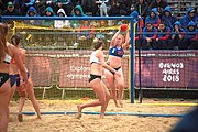 Deutsch: Beachhandball bei den Olympischen Jugendspielen 2018; Tag 5, 10. November 2018; Mädchen, Hauptrunde - Kroatien-Niederlande 1:2 English: Beach handball at the 2018 Summer Youth Olympics at 11 October 2018 – Girls Main Round – Croatia-Netherlands 1:2