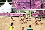 Deutsch: Beachhandball bei den Olympischen Jugendspielen 2018; Tag 3, 9. Oktober 2018; Mädchen, Vorrunde, Gruppe A - Kroatien-Ungarn 0:2 English: Beach handball at the 2018 Summer Youth Olympics at 9 October 2018 – Girls Preliminary Round Group A‎ – Croatia-Hungary 0:2