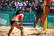 Deutsch: Beachvolleyball bei den Olympischen Jugendspielen 2018; Tag 8, 14. Oktober 2018; Mädchen, Achtelfinale – USA-Peru 2:0 (21–19/21–12) English: Beach volleyball at the 2018 Summer Youth Olympics at 14 October 2018 – Girls Round of 16 – USA-Peru 2:0 (21–19/21–12)