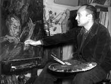 Bezalel Schatz painting a portrait of Isaac Stern
