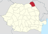 Map of Romania highlighting Botoşani County