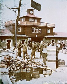 American soldiers oversee the disestablishment of Buchenwald concentration camp Buchenwald Ammunition 62133.jpg