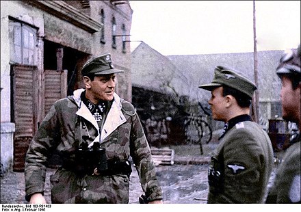 Skorzeny with soldiers of the 500th SS Parachute Battalion (1945)