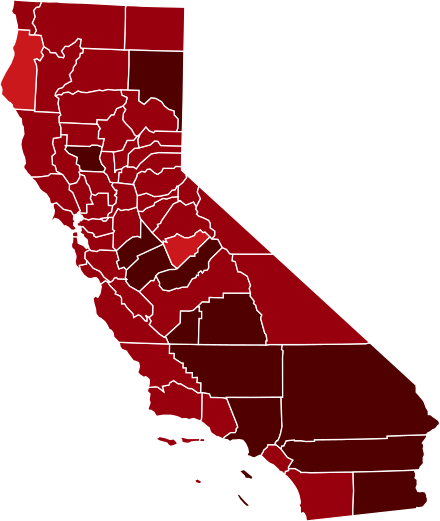COVID-19 Prevalence in California by county.svg