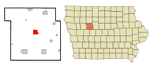 Calhoun County Iowa Incorporated and Unincorporated areas Rockwell City Highlighted.svg
