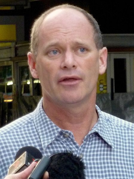 Image: Campbell Newman being interviewed (cropped)