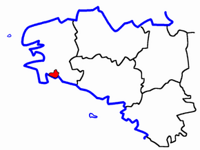Kanton Fouesnant na mapě regionu Bretaň