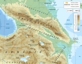 Carte physique du Caucase